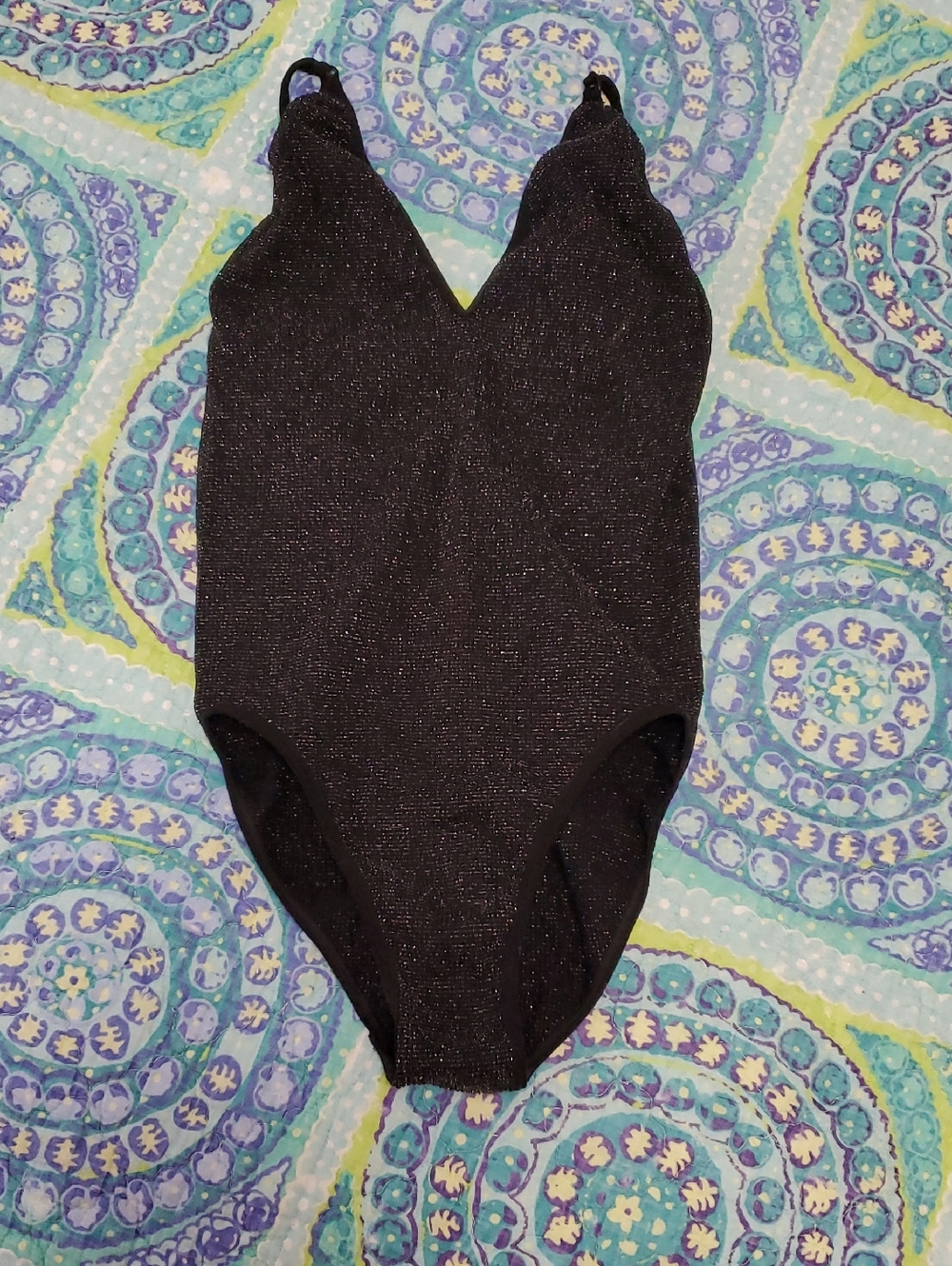 urban outfitters black sparkle one-piece bodysuit size large